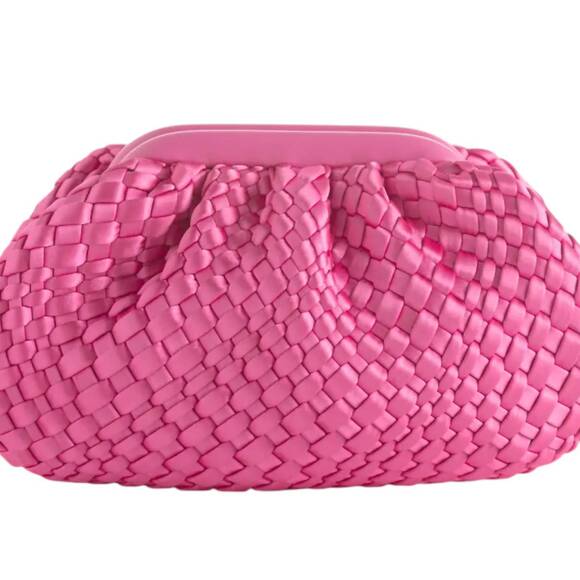 NEW SHIRALEAH women's medium woven clutch in pink - Picture 2 of 2